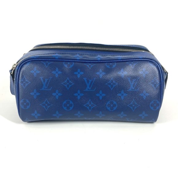 LOUIS VUITTON Blue Monogram Leather Clutch Bag - Picture 1 of 16